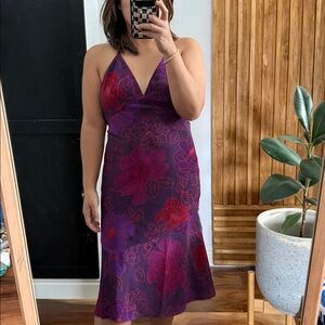 Vintage Express Halter Flower Spring Midi Dress. Size S